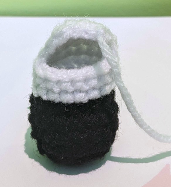 Completed Sommie leg viewed from the side where it attaches to the body